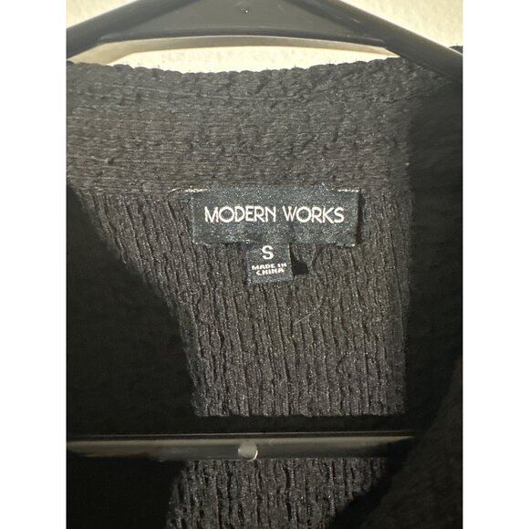 Modern Works Black Textured Long Sleeve Button-Up Shirt Size S - Picture 2 of 5